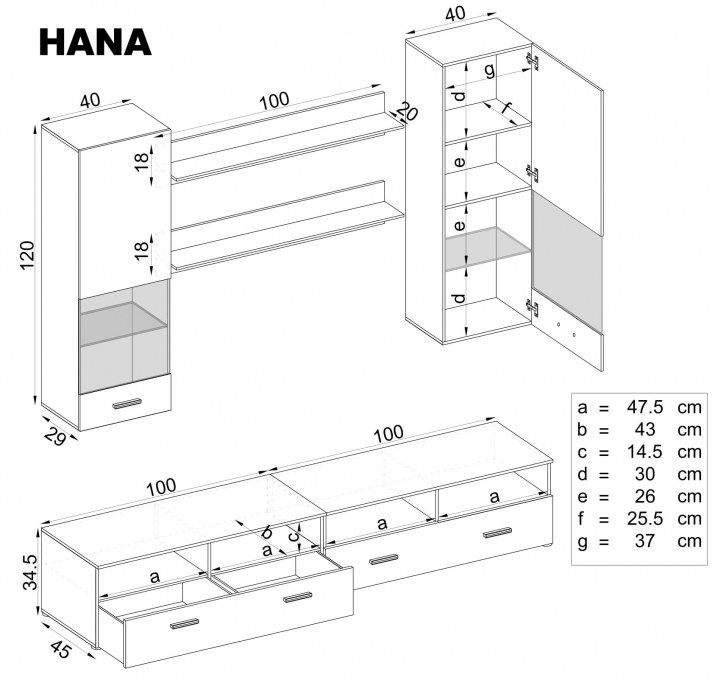 Hana - Carbon matt fronts Brand: Generic